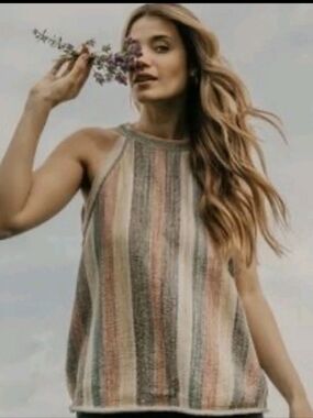 W5 Pink & Black Knit Halter Top